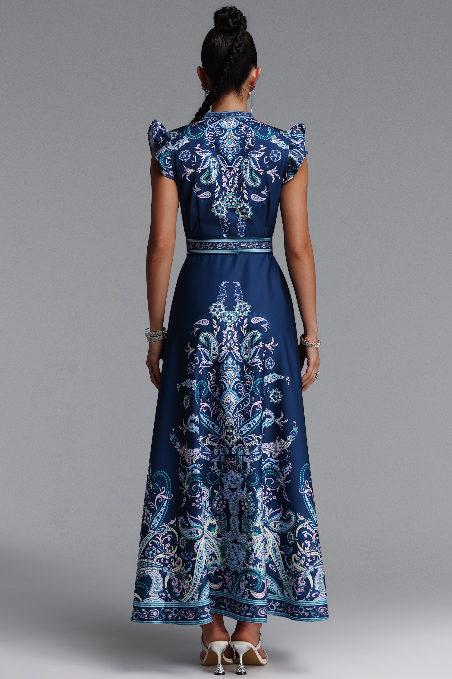 Suky Romantic Flowy Floral Print Ruffle Woven Maxi Dress	