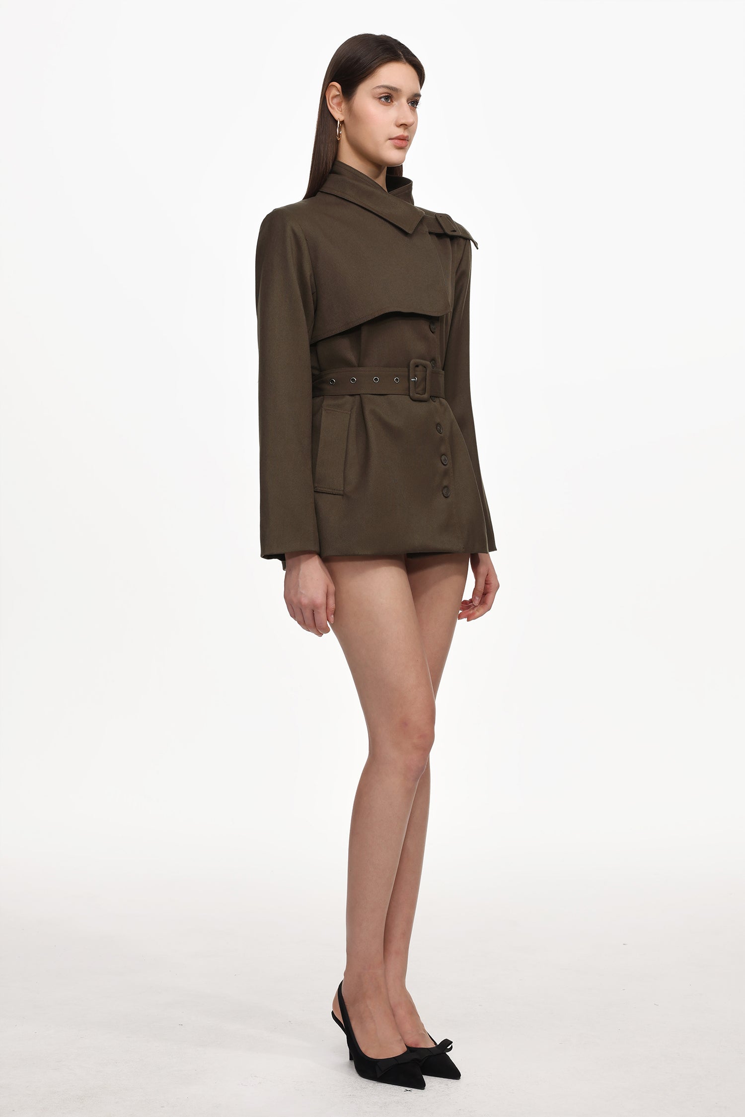 Uercia Chic Tailored Long Sleeve Asymmetrical  Woven Mini Dress