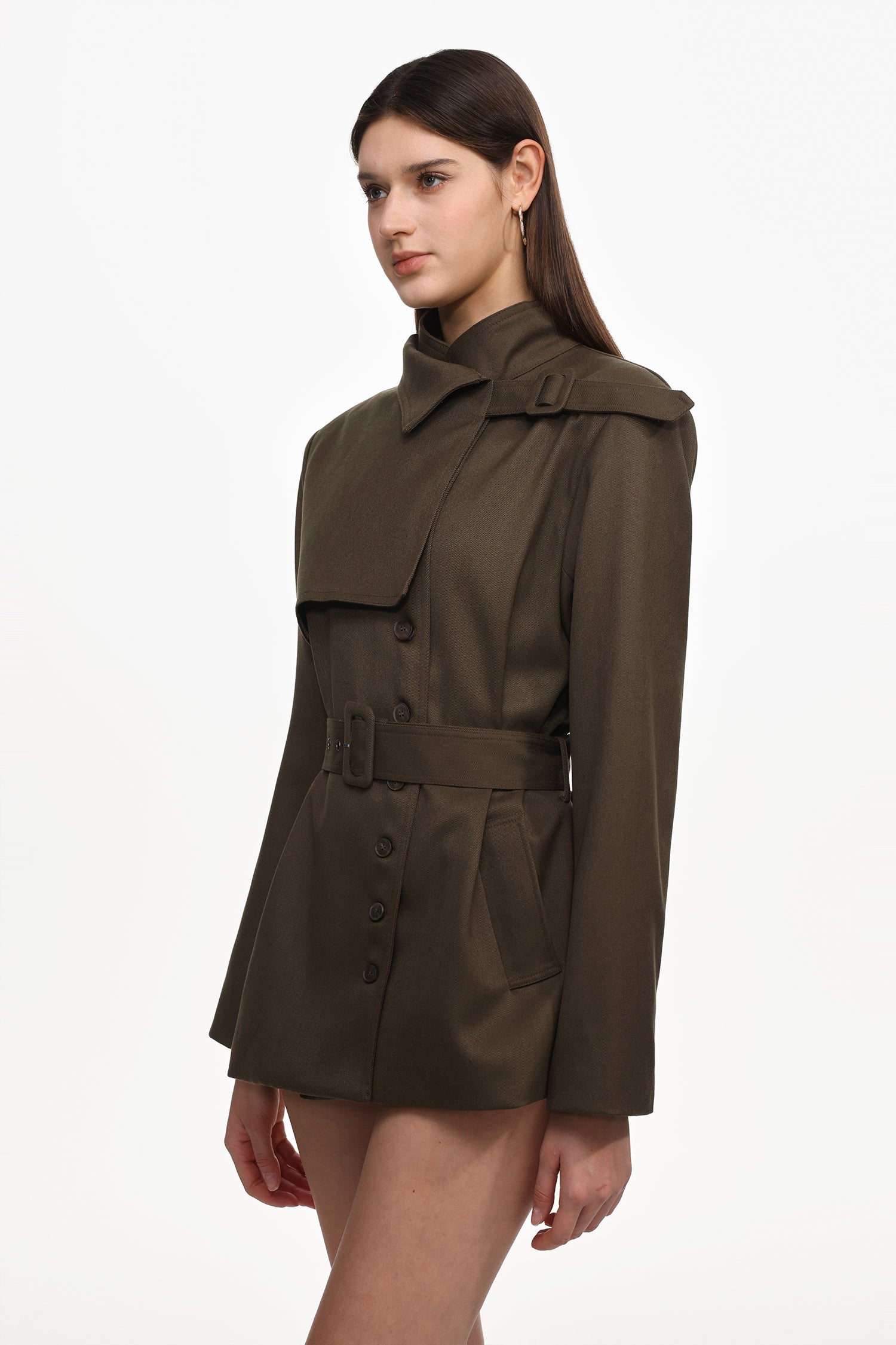 Uercia Chic Tailored Long Sleeve Asymmetrical  Woven Mini Dress