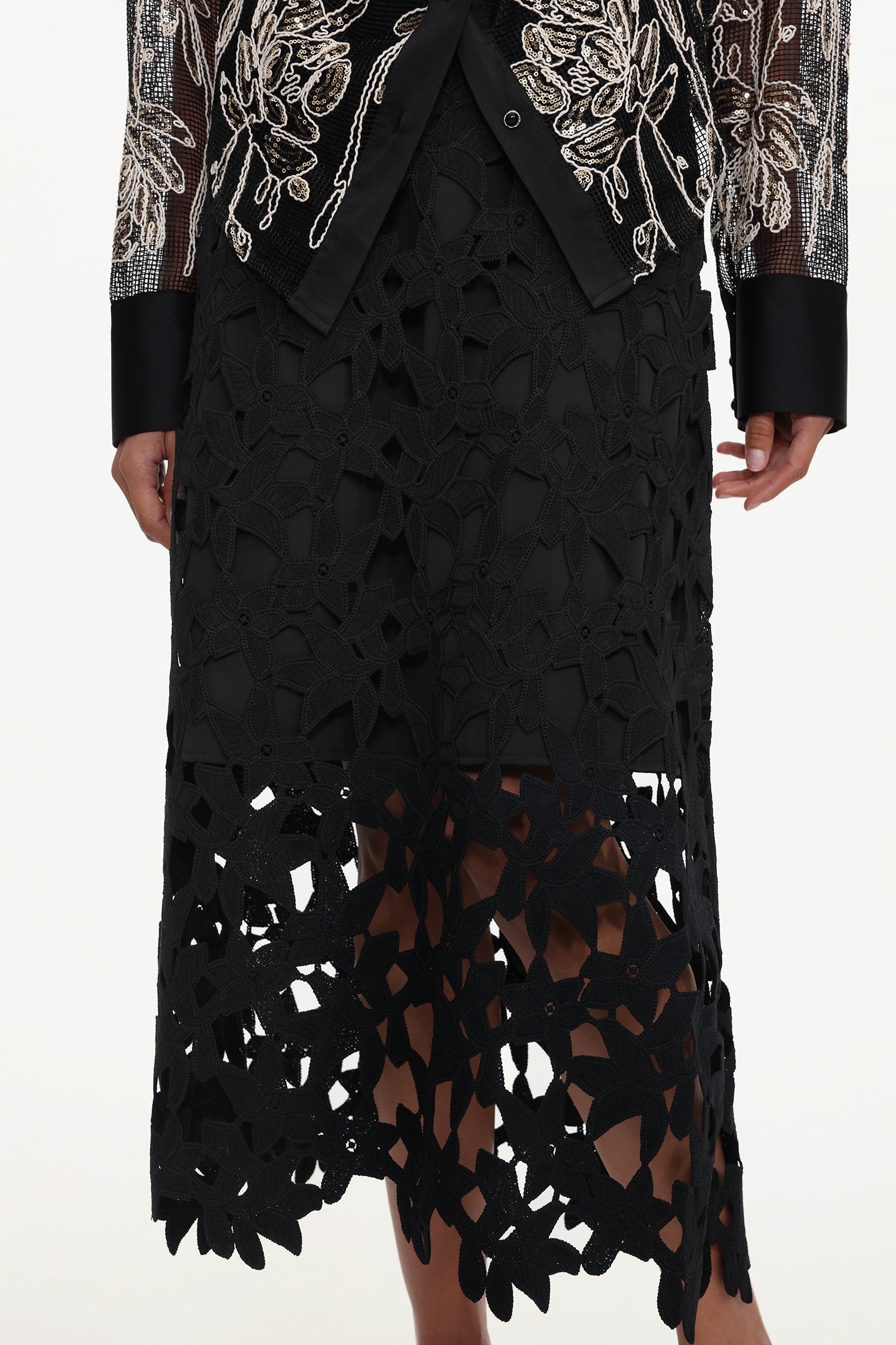 Dodou Elegant Tailored Long Sleeve Floral Woven Shirt