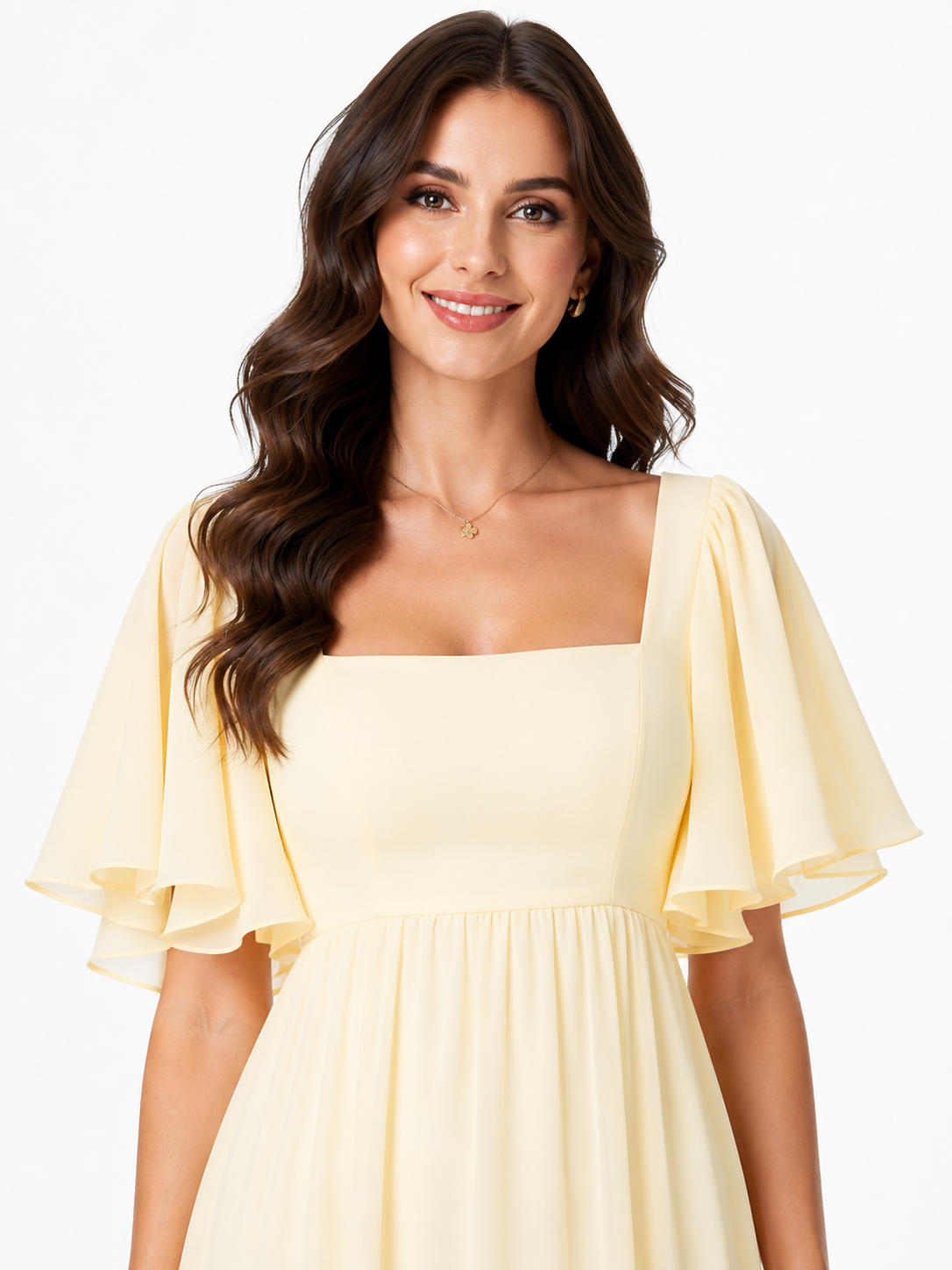 Pale Yellow  A-Line Bridesmaid Maxi Dress
