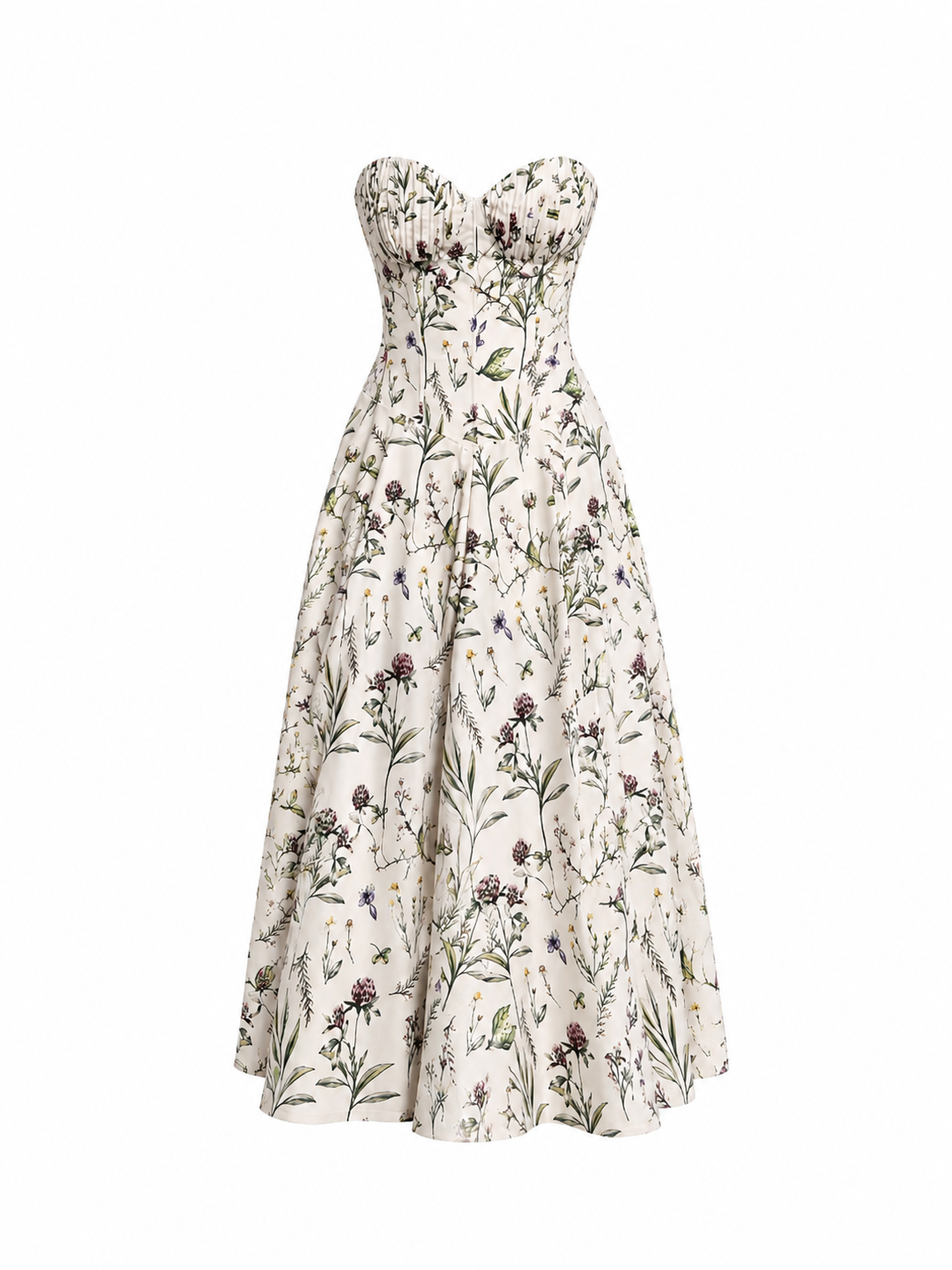 Vintage Meadow Floral Boned Corset Midi Sundress