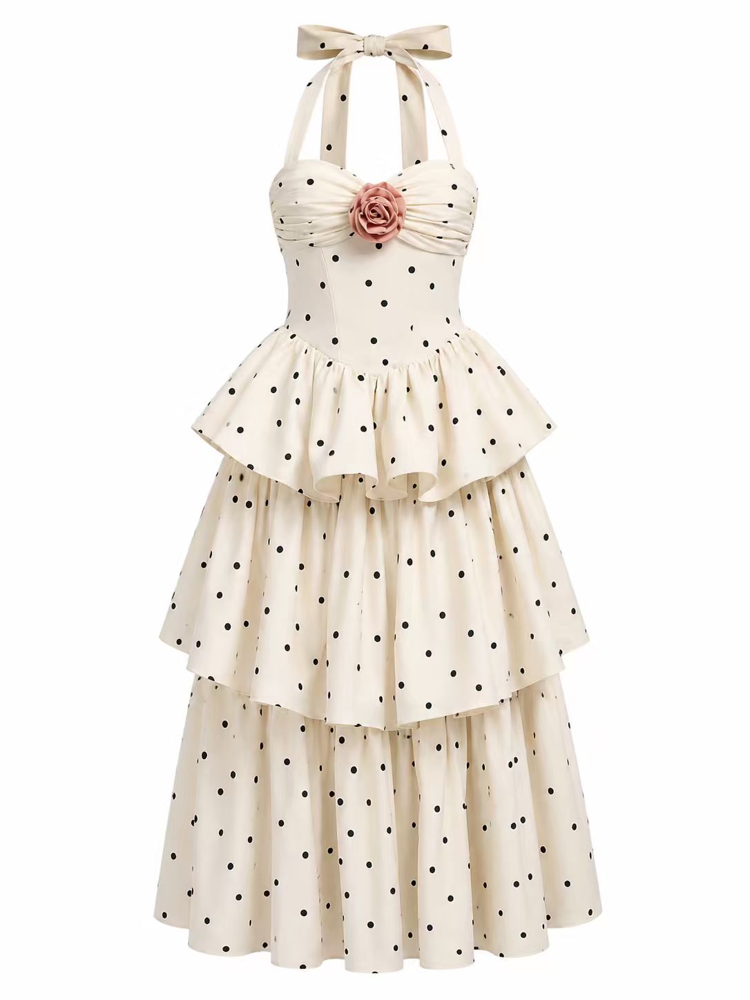 Hazel Halter Applique Midi Dress