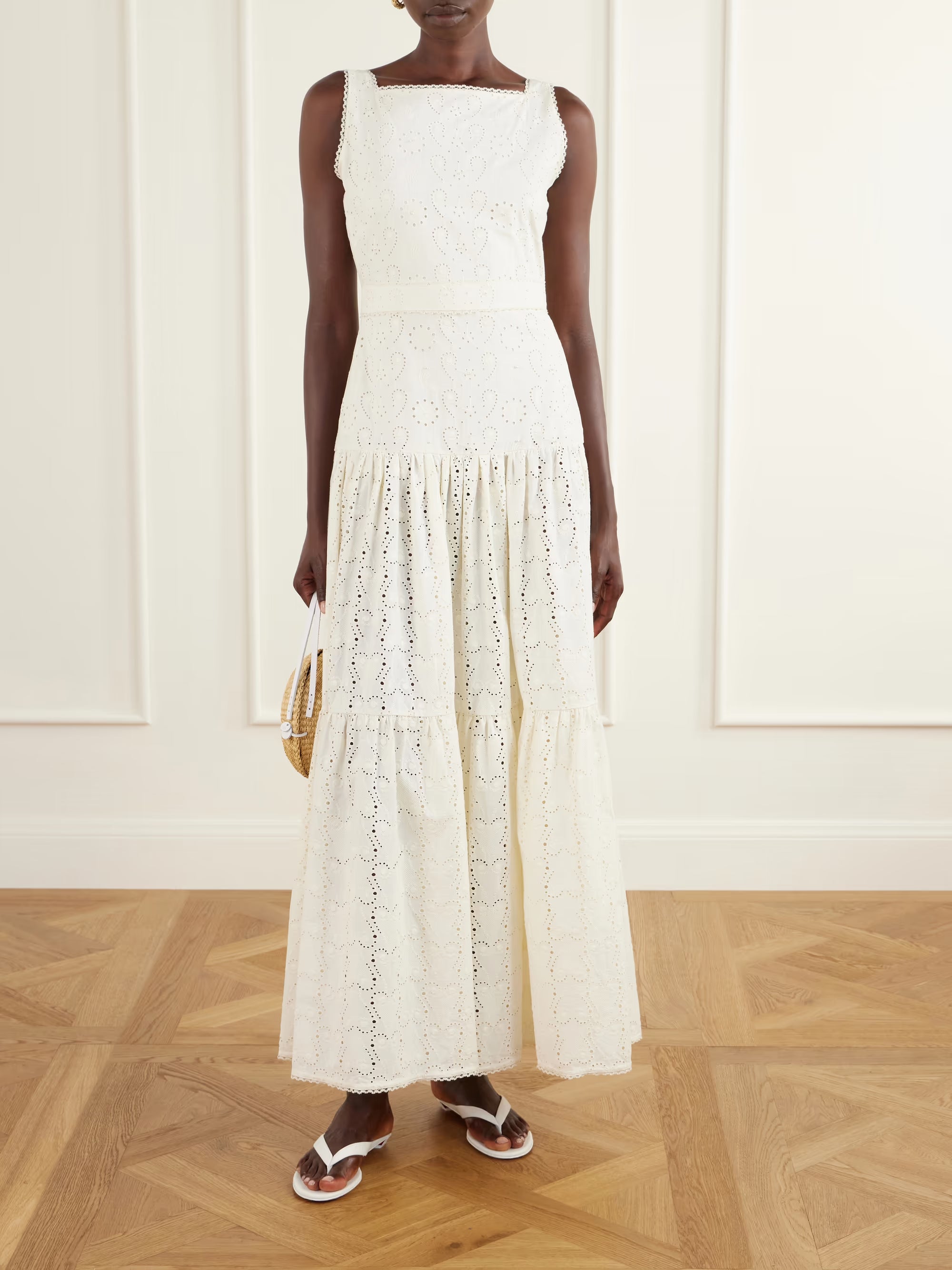 AGUA BY AGUA BENDITA Abeja Playa broderie anglaise cotton maxi dress | NET-A-PORTER