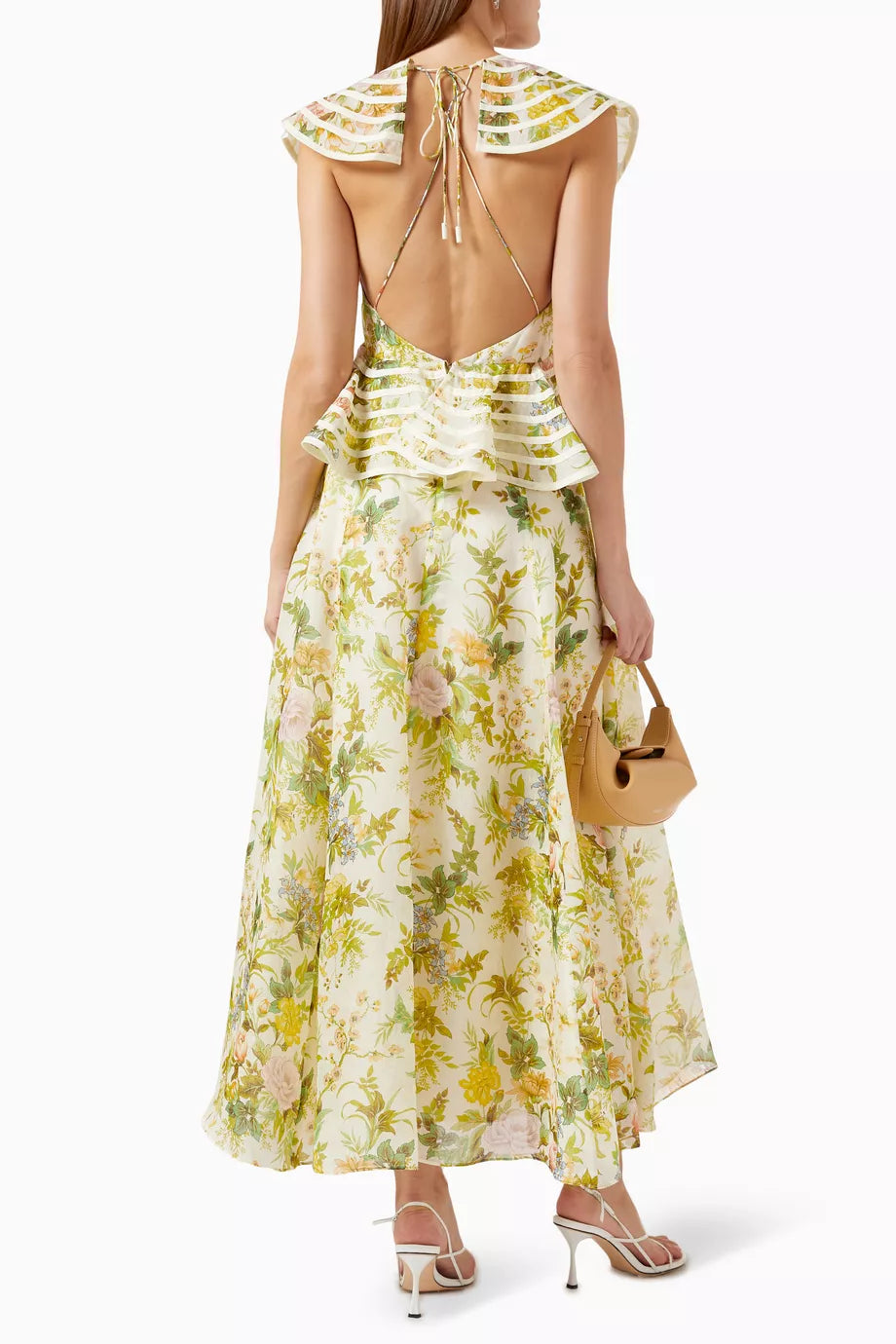 Eden Flounce Midi Dress in SIlk-linen