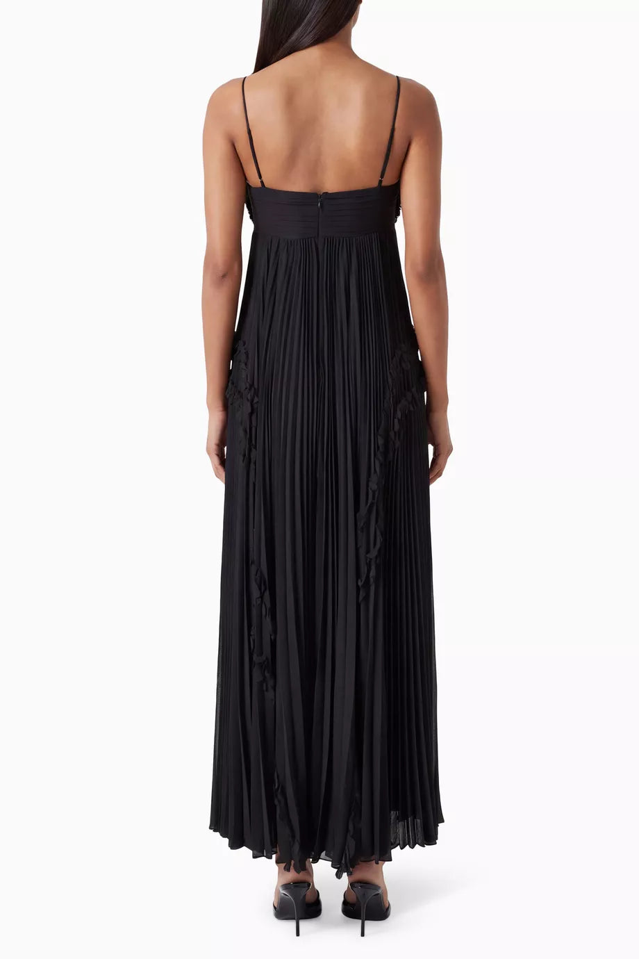 Buy Alexis Black Odette Floral-appliqué Pleated Gown For Women Online | Ounass Saudi