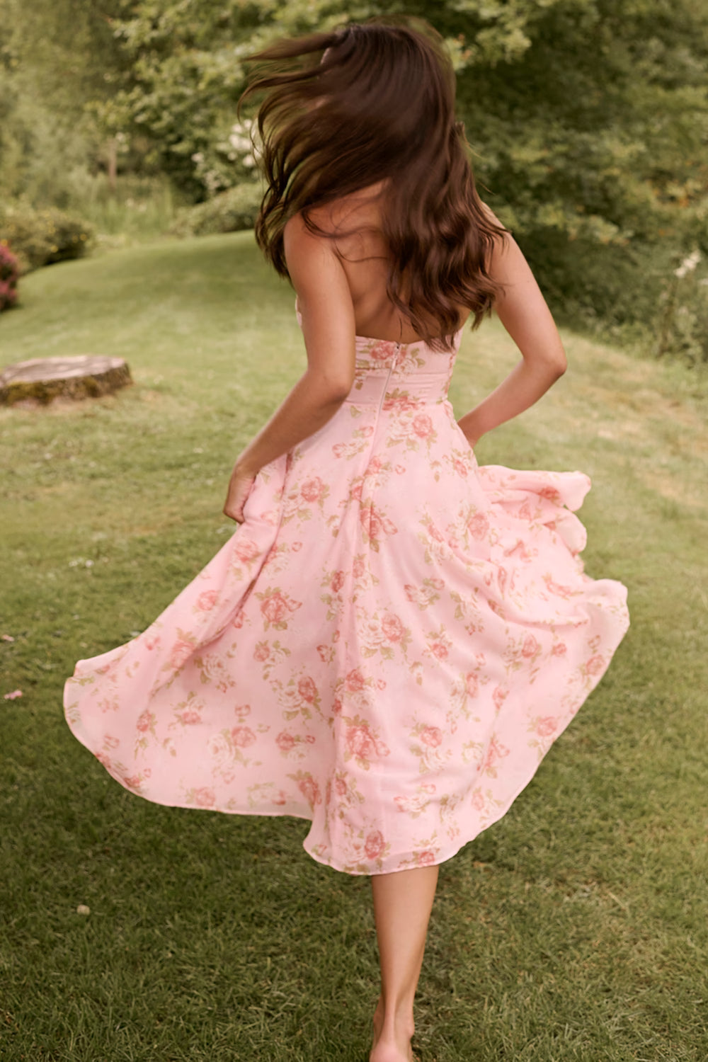 english vintage rose print georgette halter sundress