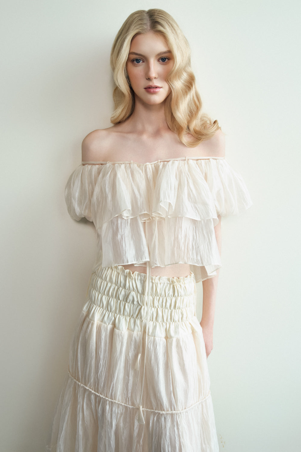 A-line Off-Shoulder Organza Maxi Set
