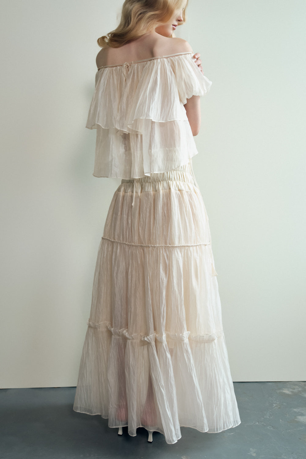 A-line Off-Shoulder Organza Maxi Set