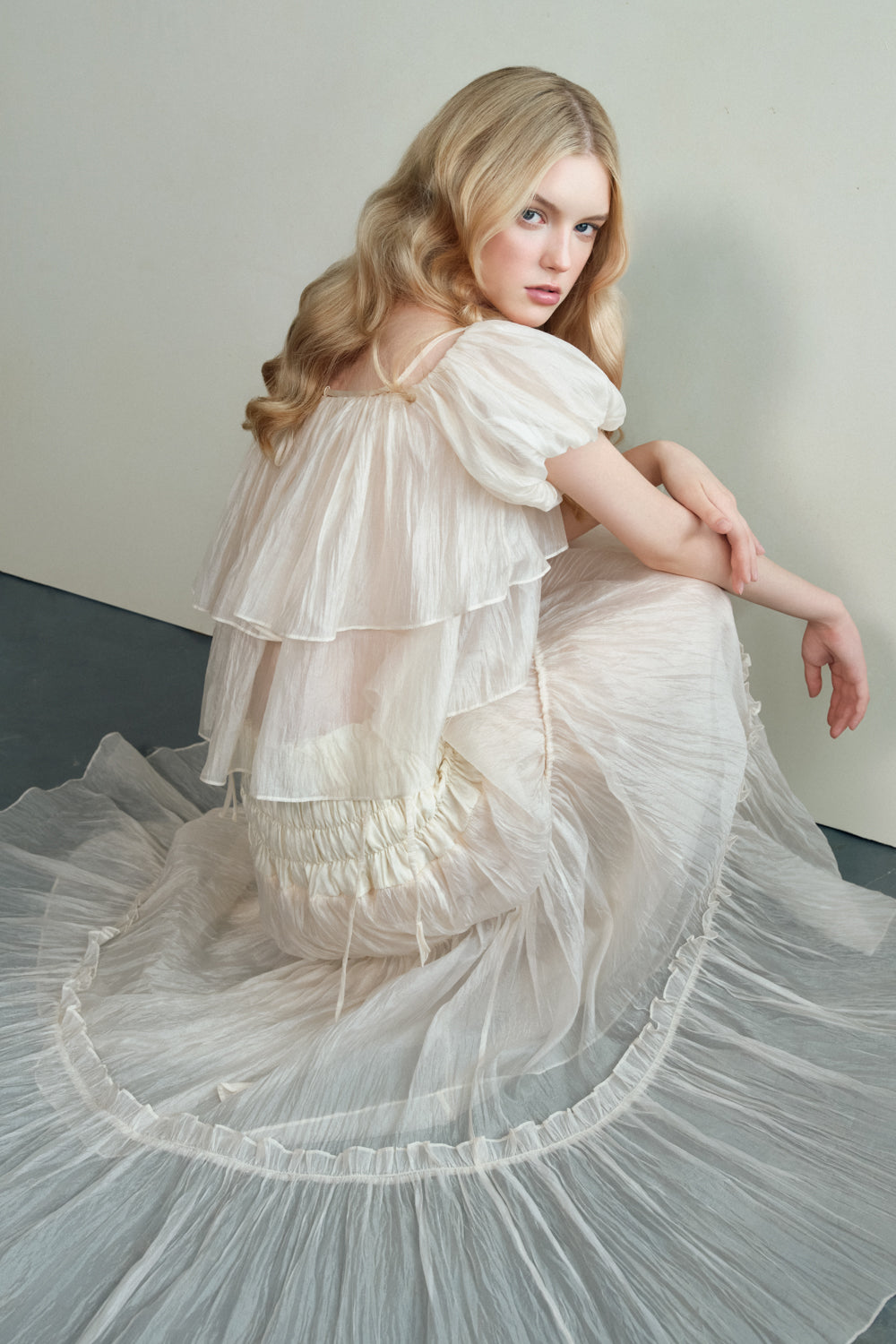 A-line Off-Shoulder Organza Maxi Set