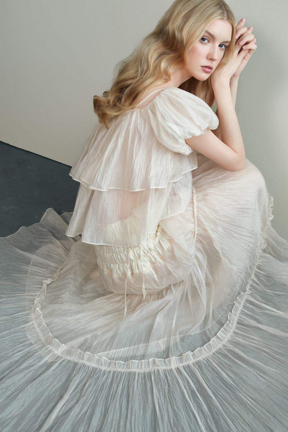 A-line Off-Shoulder Organza Maxi Set