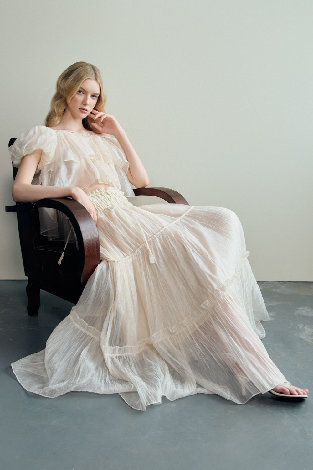 A-line Off-Shoulder Organza Maxi Set