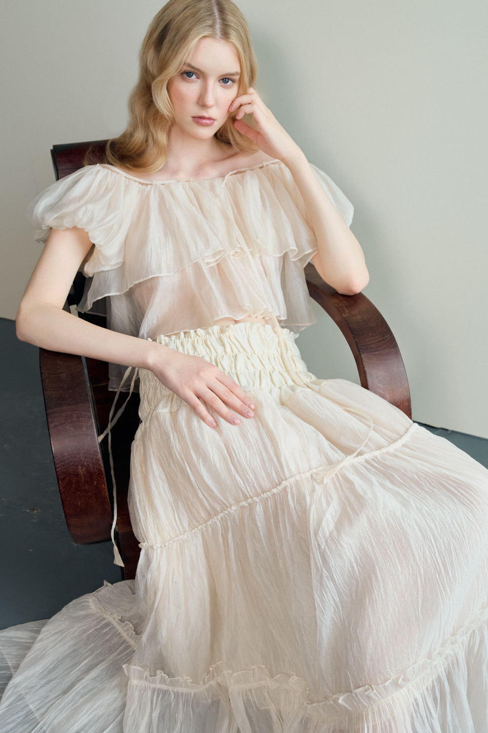 A-line Off-Shoulder Organza Maxi Set