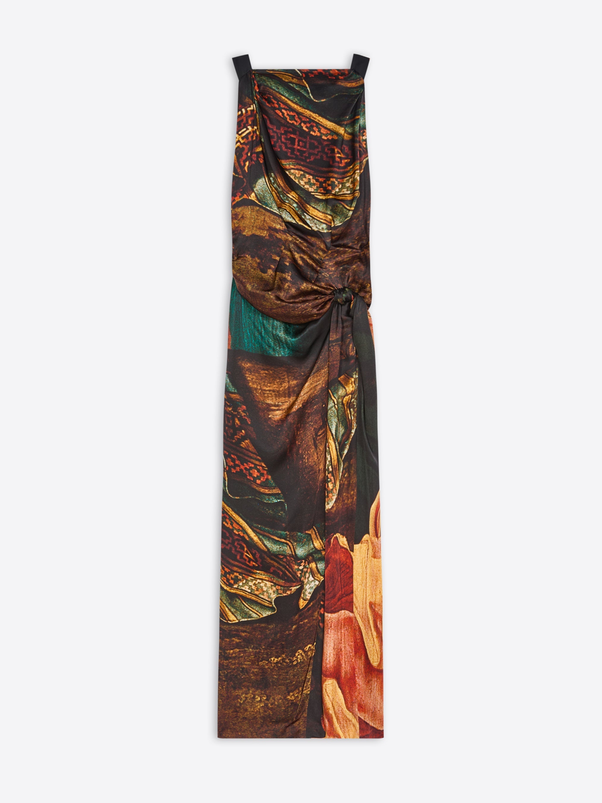 Long draped satin dress