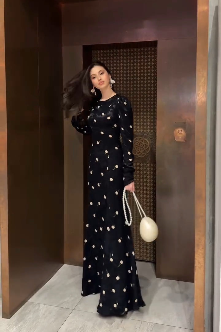 Maya Floral Jacquard Mermaid Maxi Dress