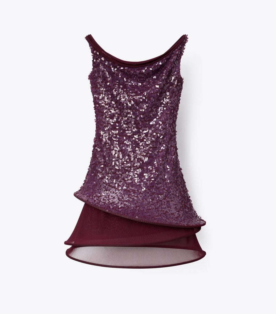 Vestido de aro con lentejuelas