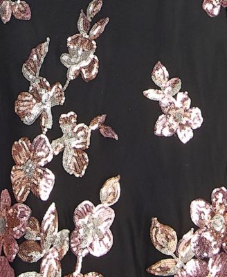 Juniors' Sequin Flower Long Slim Gown, Created for Macy's