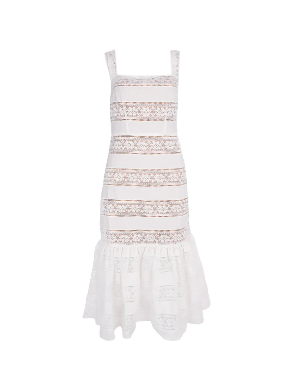 lace-insert ruffled dress