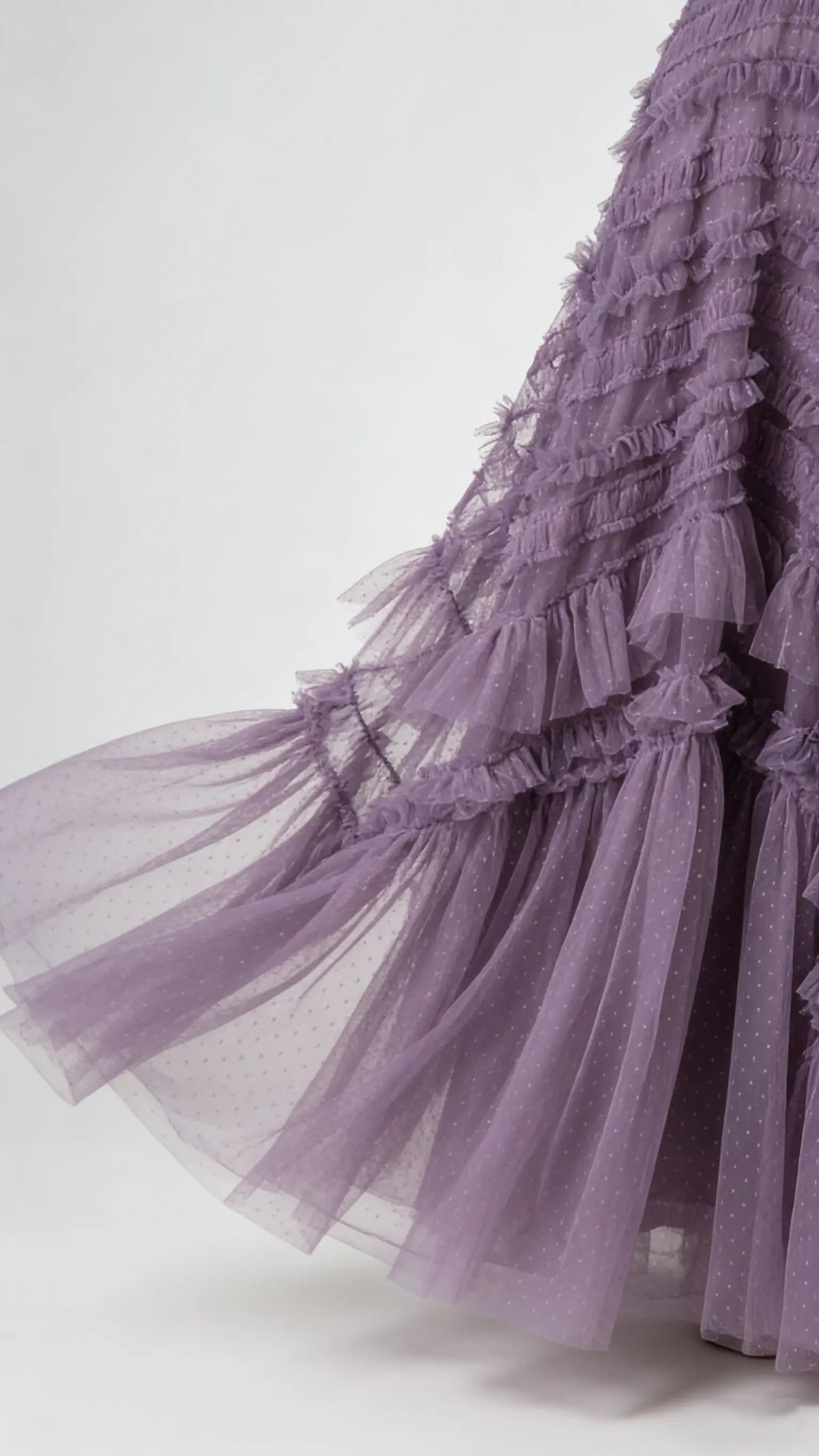 Lumiere Purple Halfsleeve crew neck ruffle slim-fit maxi dress