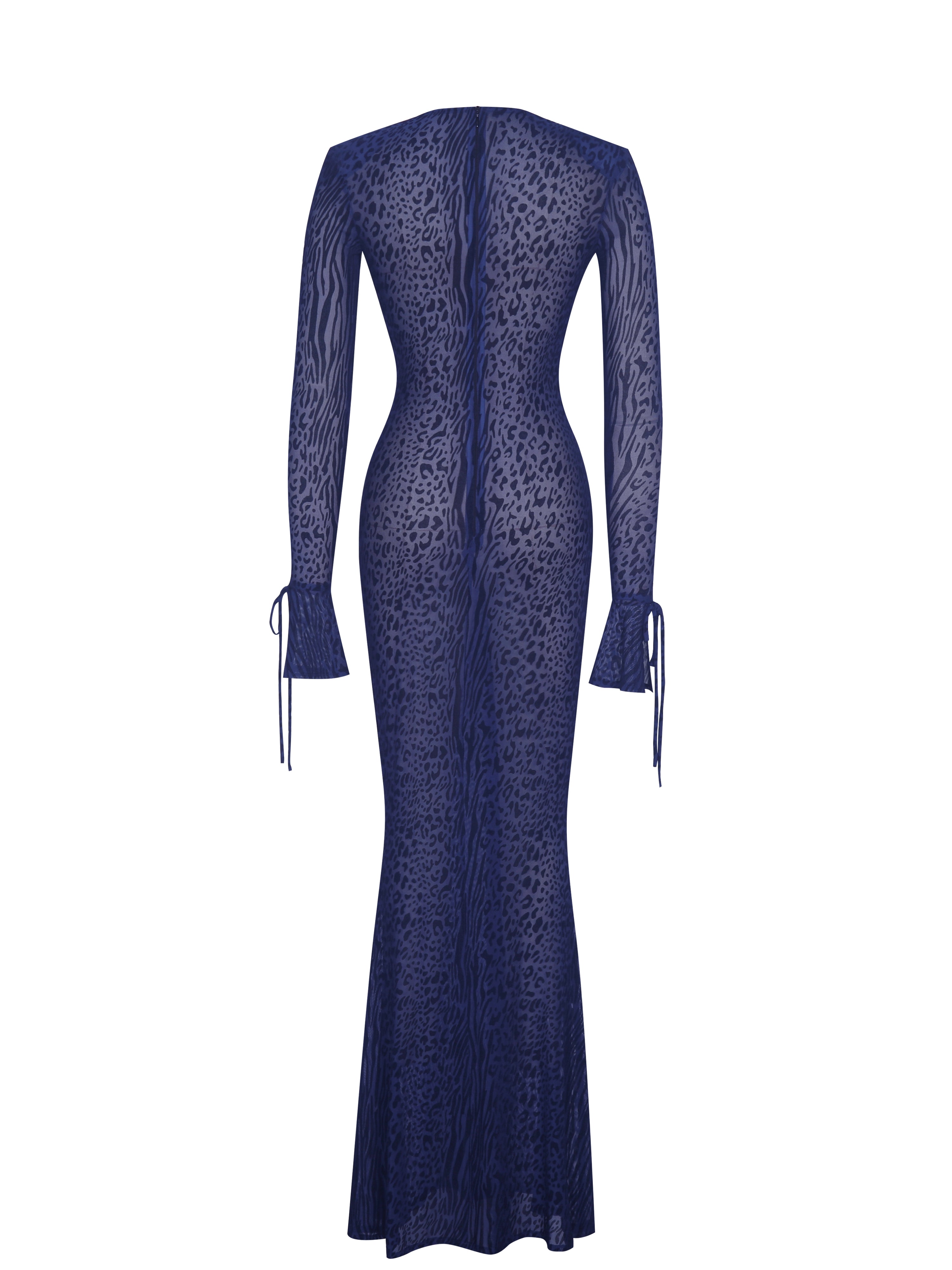 Plunge Animal Print Mermaid Hem Maxi Dress