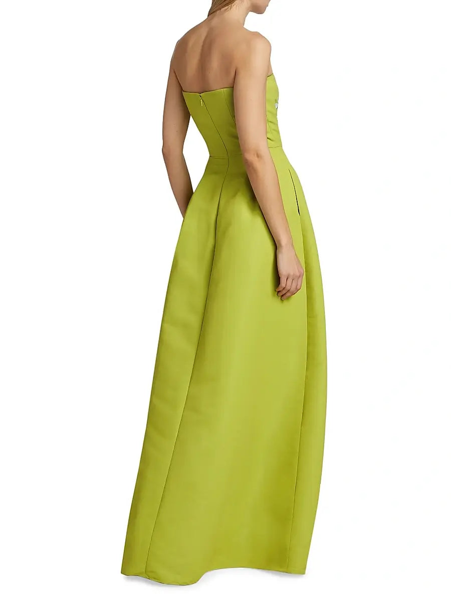 Larisa Floral Strapless Gown - Peridot Cascade