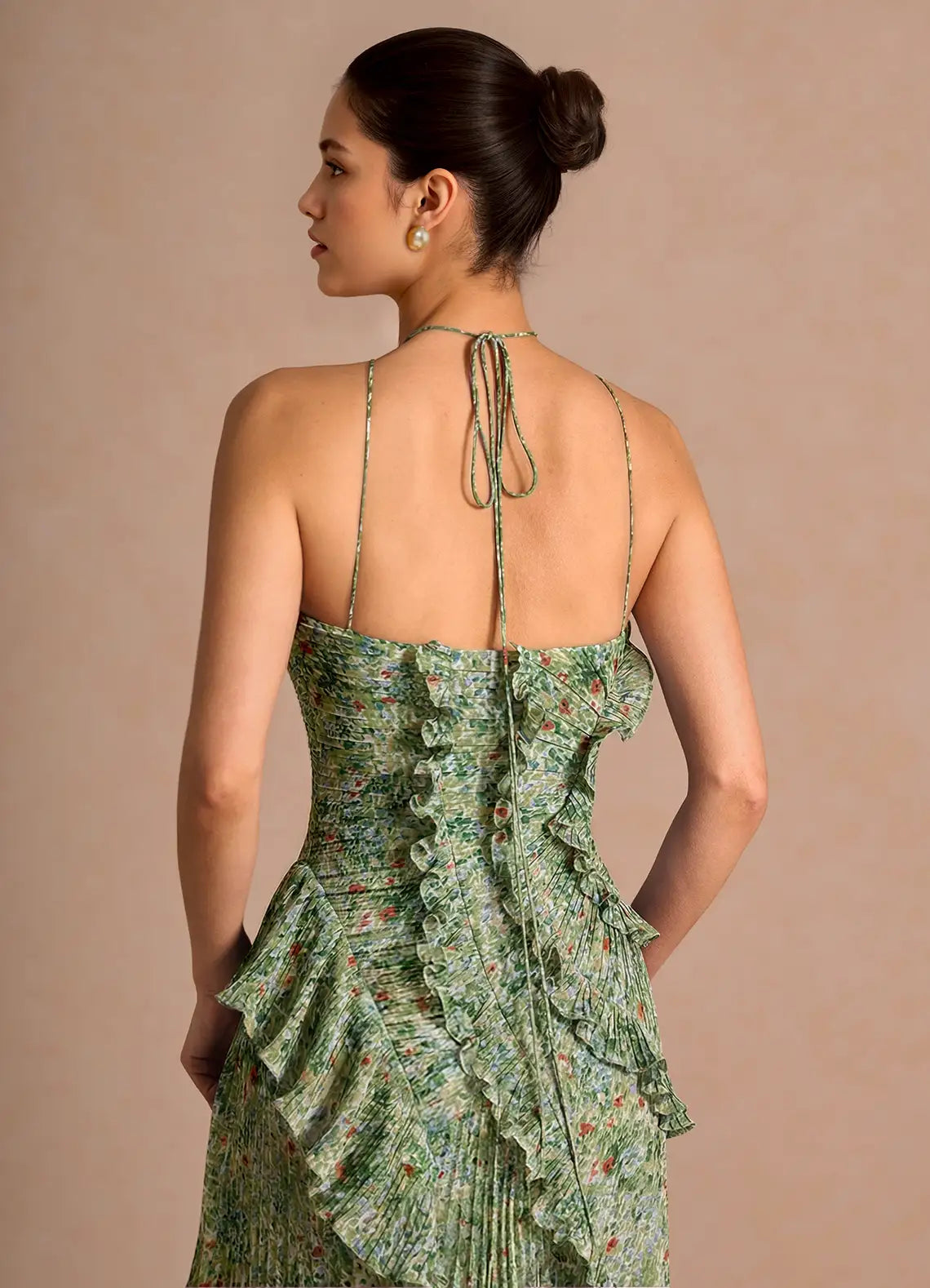 Hatsu Green Floral Maxi Dress
