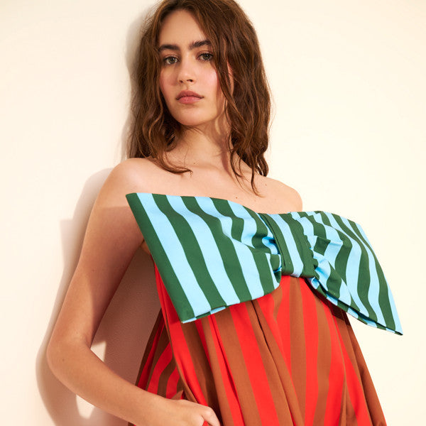 Millie Strapless Bow Swing Mini Dress