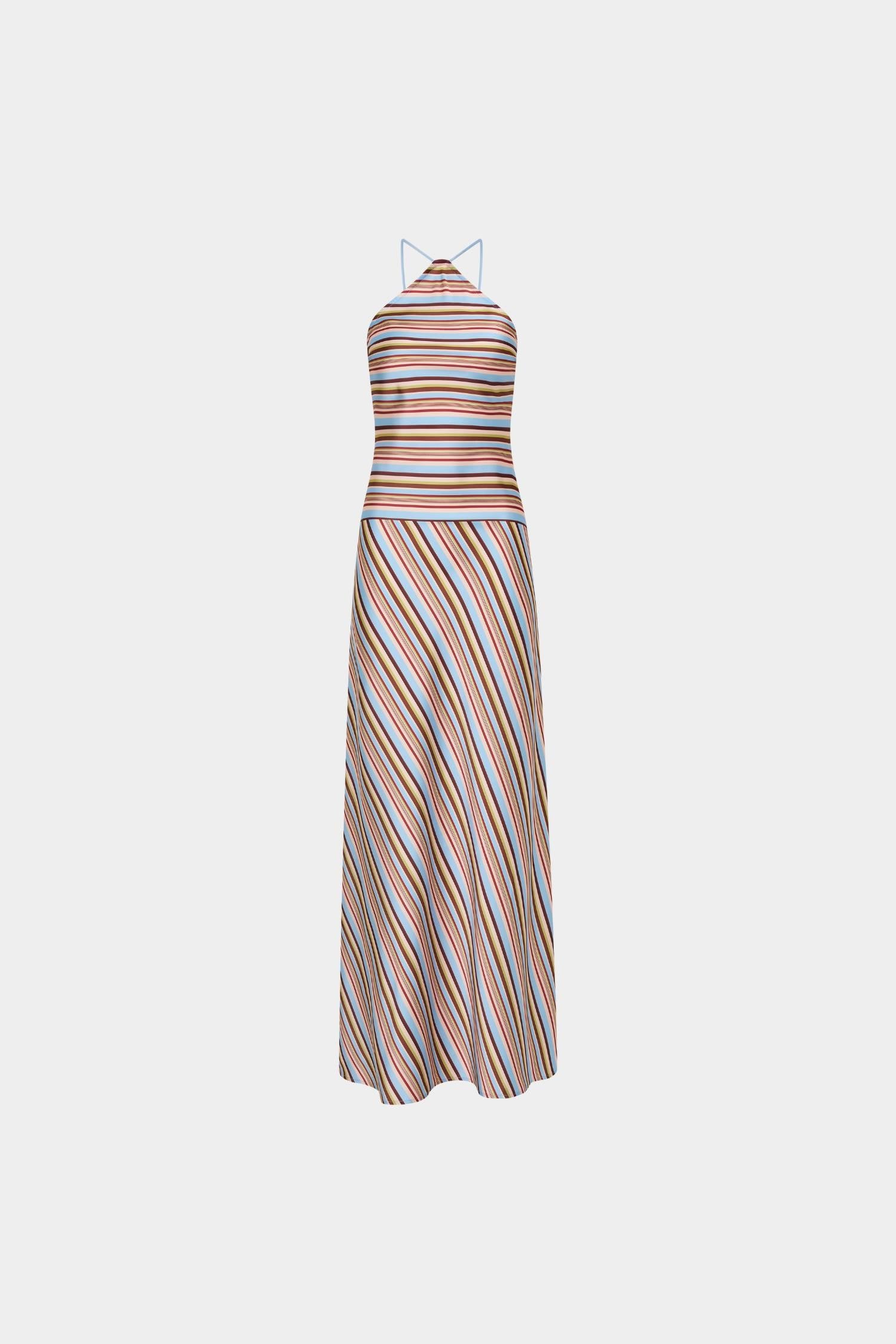 Halter Maxi Dress | Vintage Stripe 5
