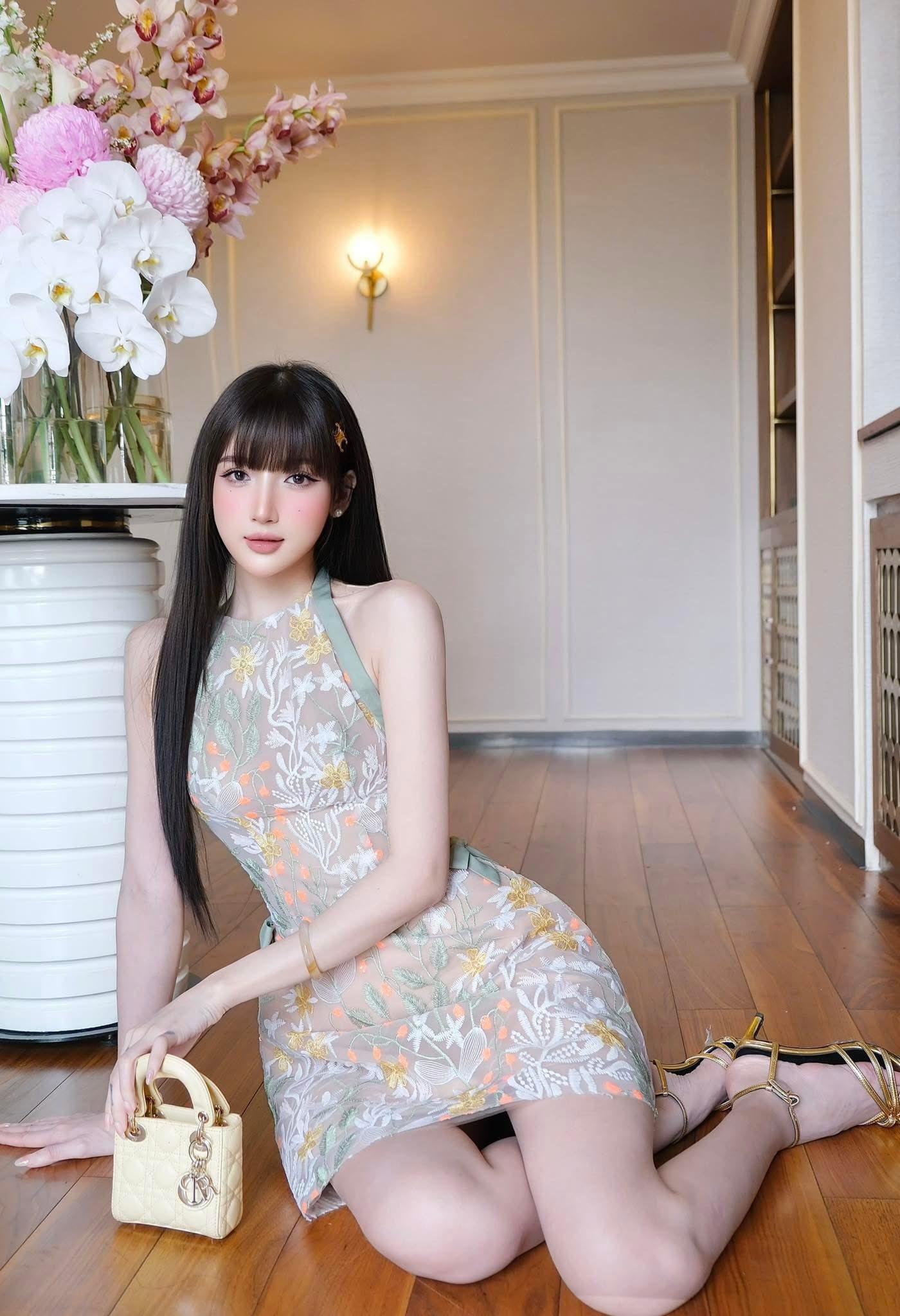 Floral Embroidered Halter Mini Dress