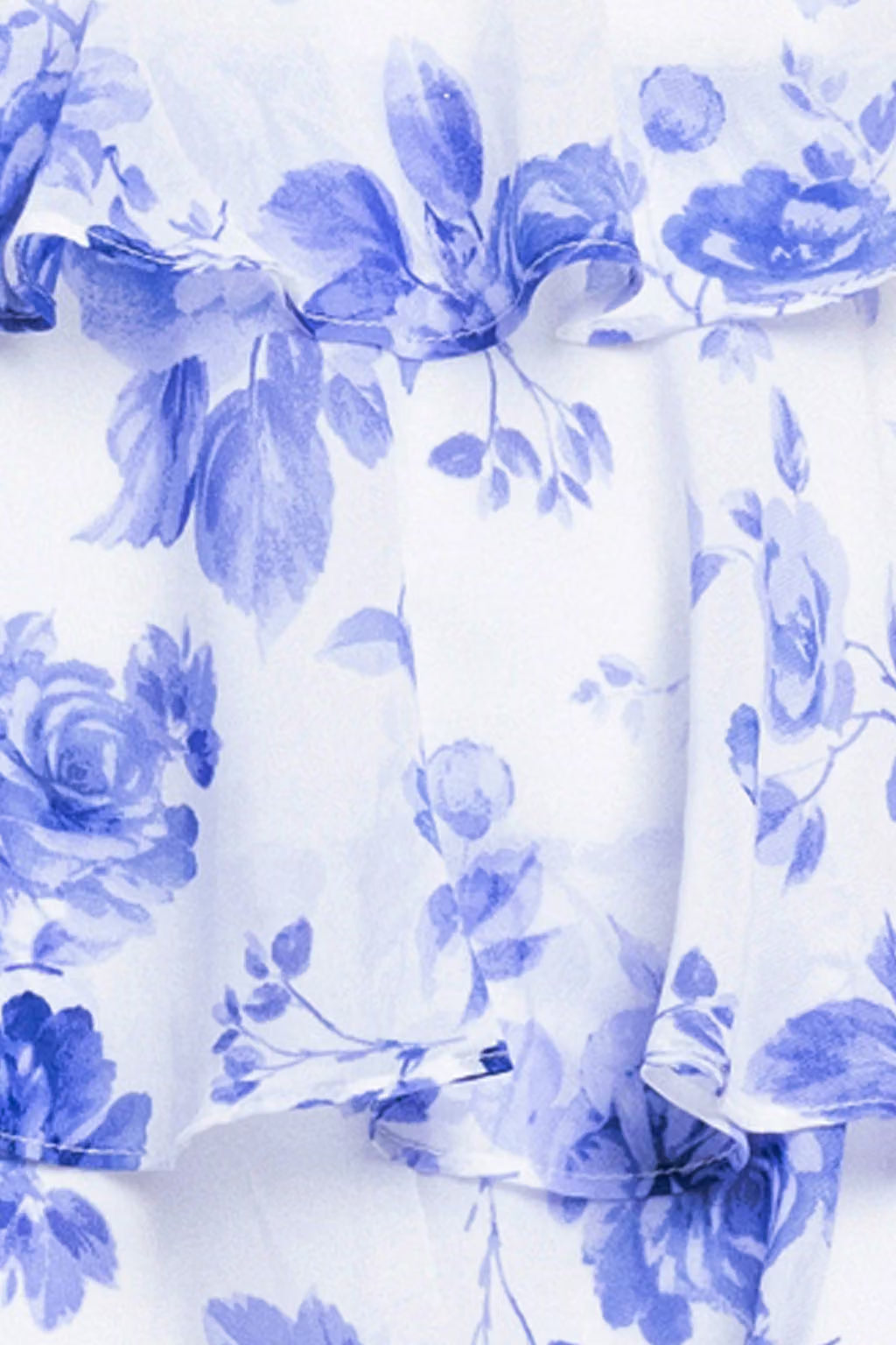 Strapless Draped Neck Chiffon A-Line Dress in Blue/White
