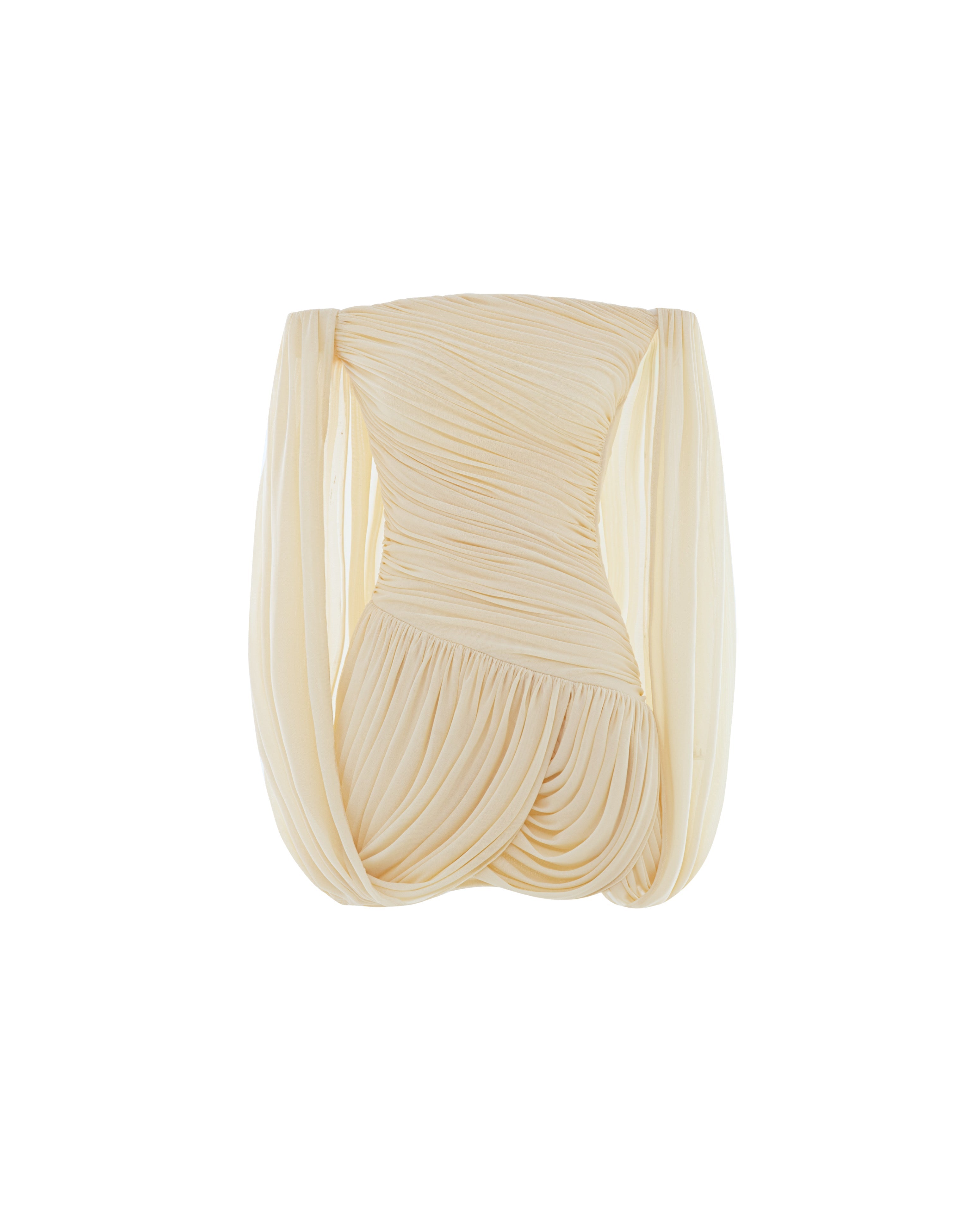 Off-Shoulder Ruched Short Cape Dress