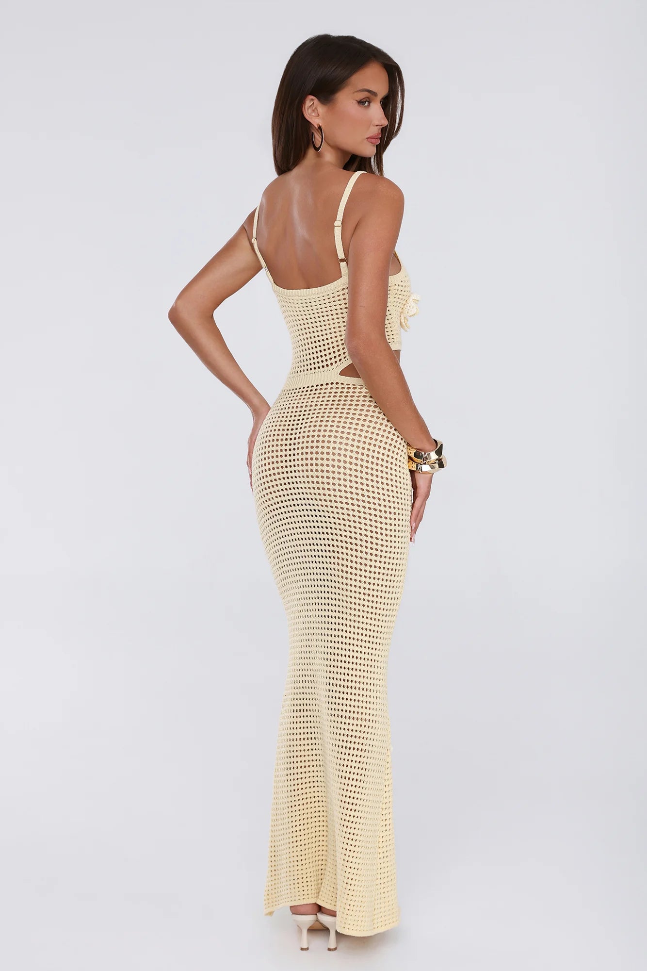 Nights On Island Knit Maxi Dress Yellow