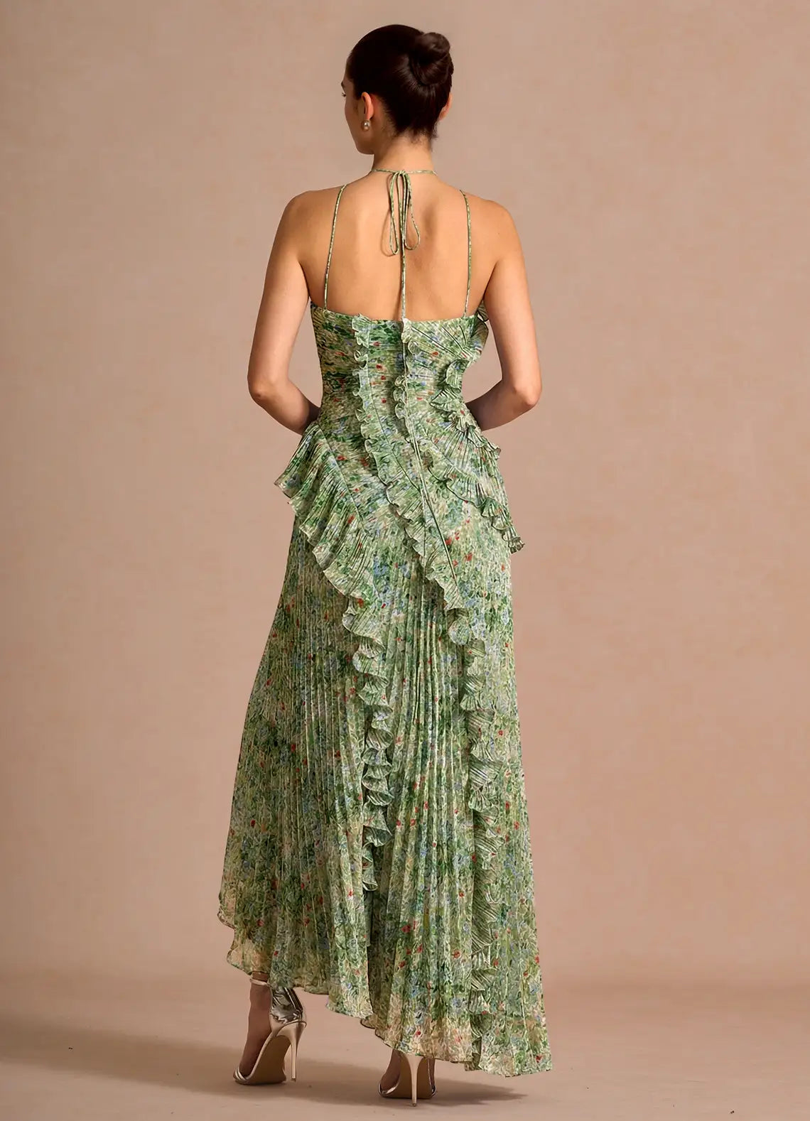 Hatsu Green Floral Maxi Dress