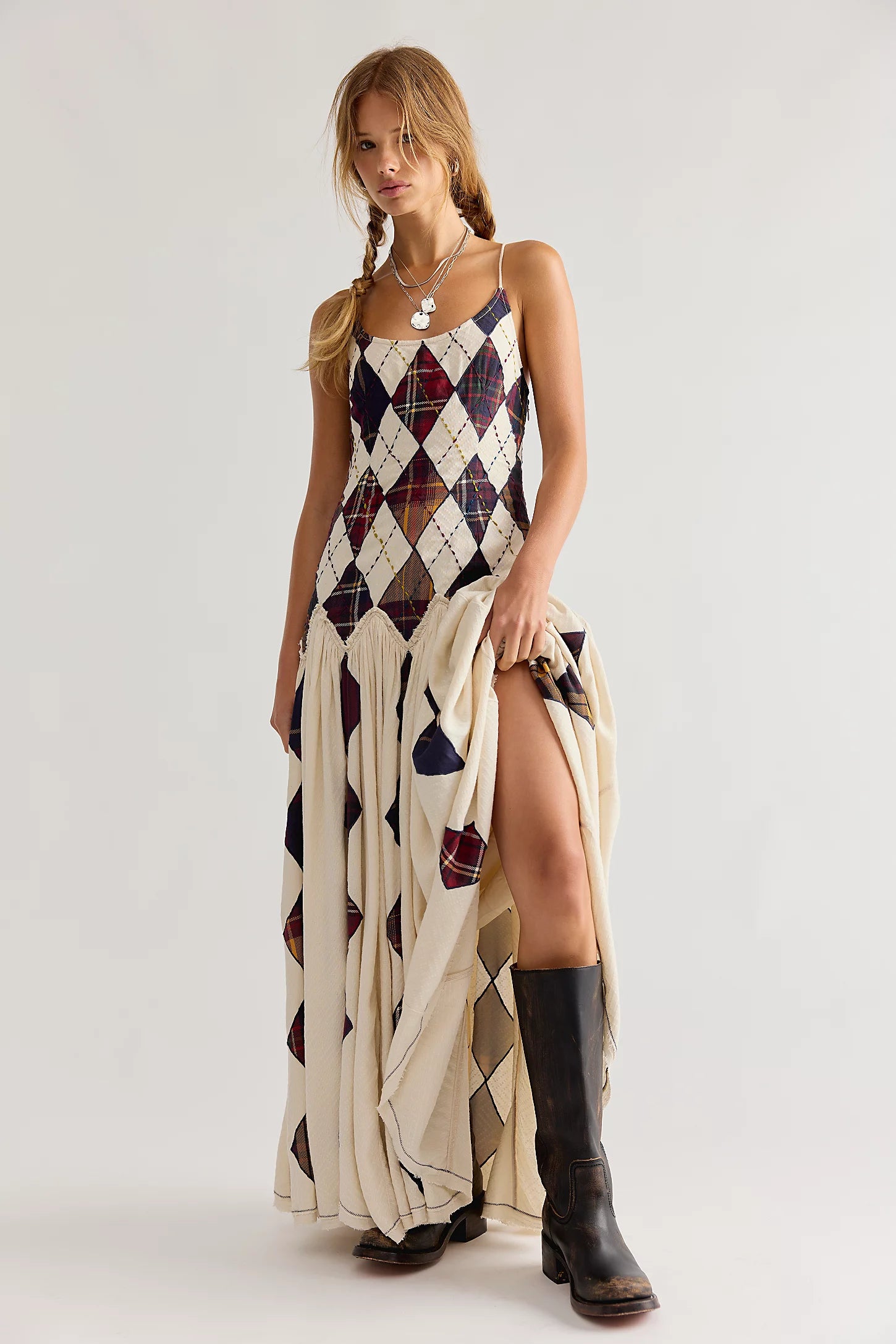 Amara Argyle Patched Maxi Dress