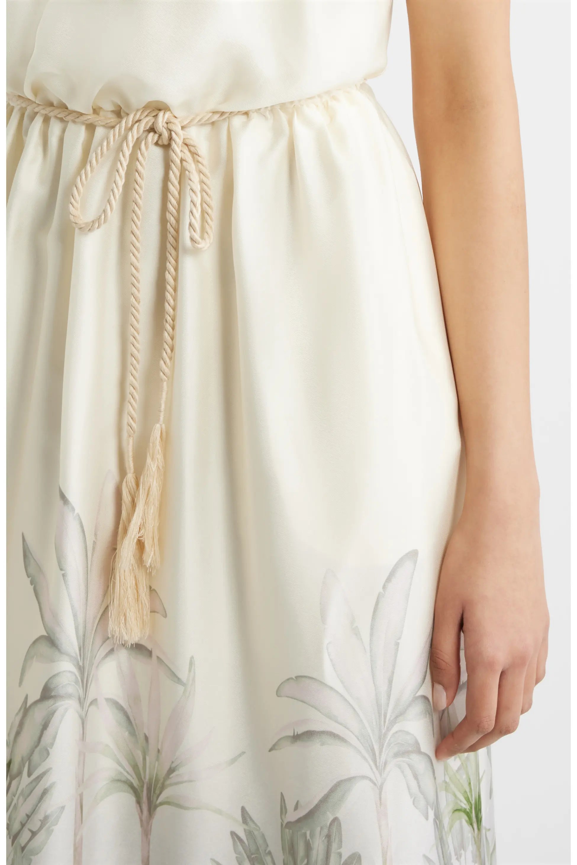 Tropical Print Mock Neck Maxi Dress