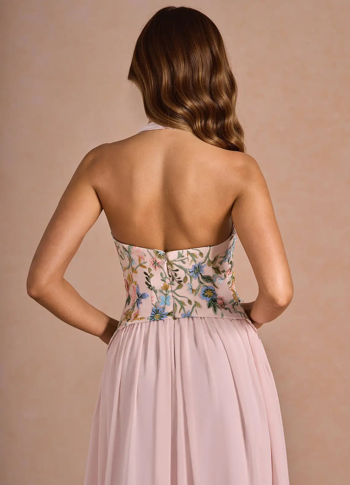 Ellis Blush Pink Multi Maxi Dress | Azazie UK