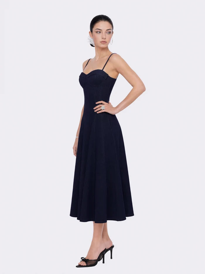 Heidi Corset Blue Denim Dress | Nana Jacqueline