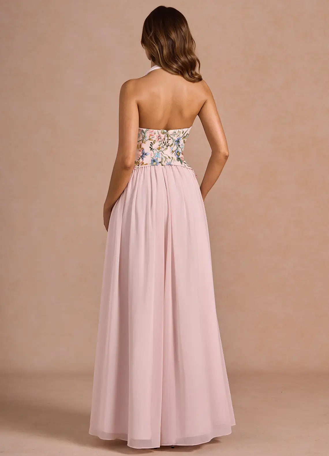 Ellis Blush Pink Multi Maxi Dress | Azazie UK