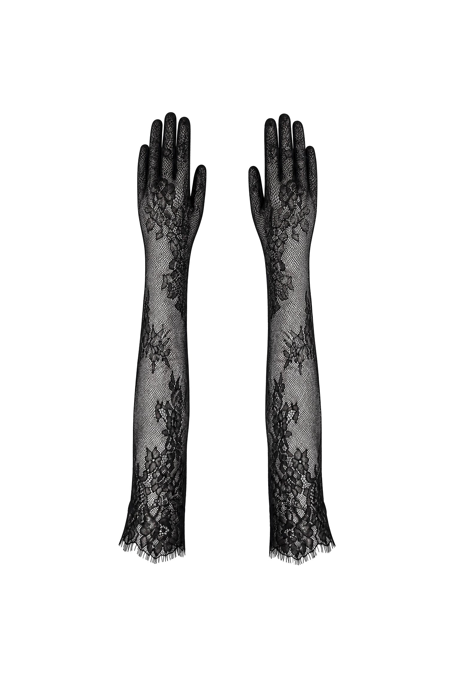 Rania Vintage Gothic Floral Lace Long Gloves	