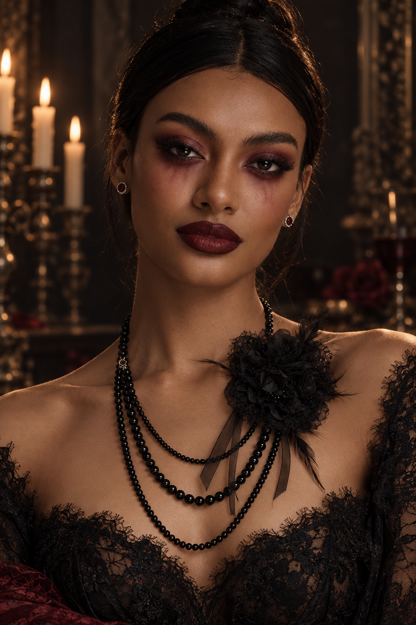 Sila Romantic Floral Feather Tulle Multi Layer Necklace	