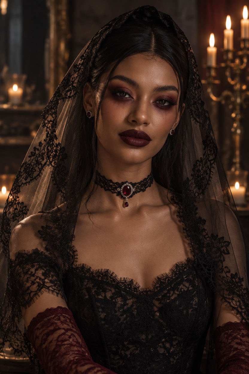 Yuico Gothic Tulle Lace Veil	