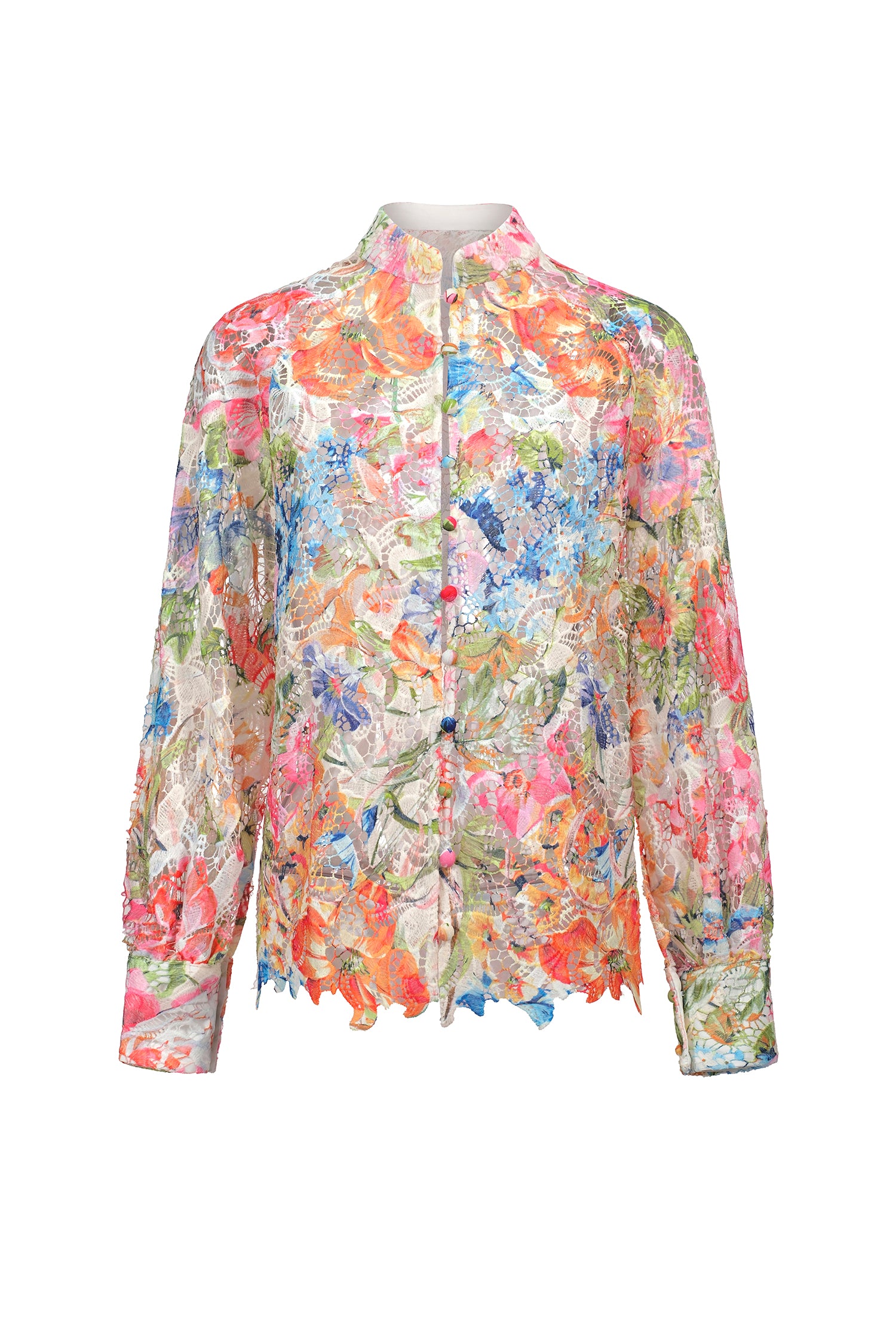 Penpe Long Sleeve Floral Printed Lace Top And Shorts Two-Piece Set