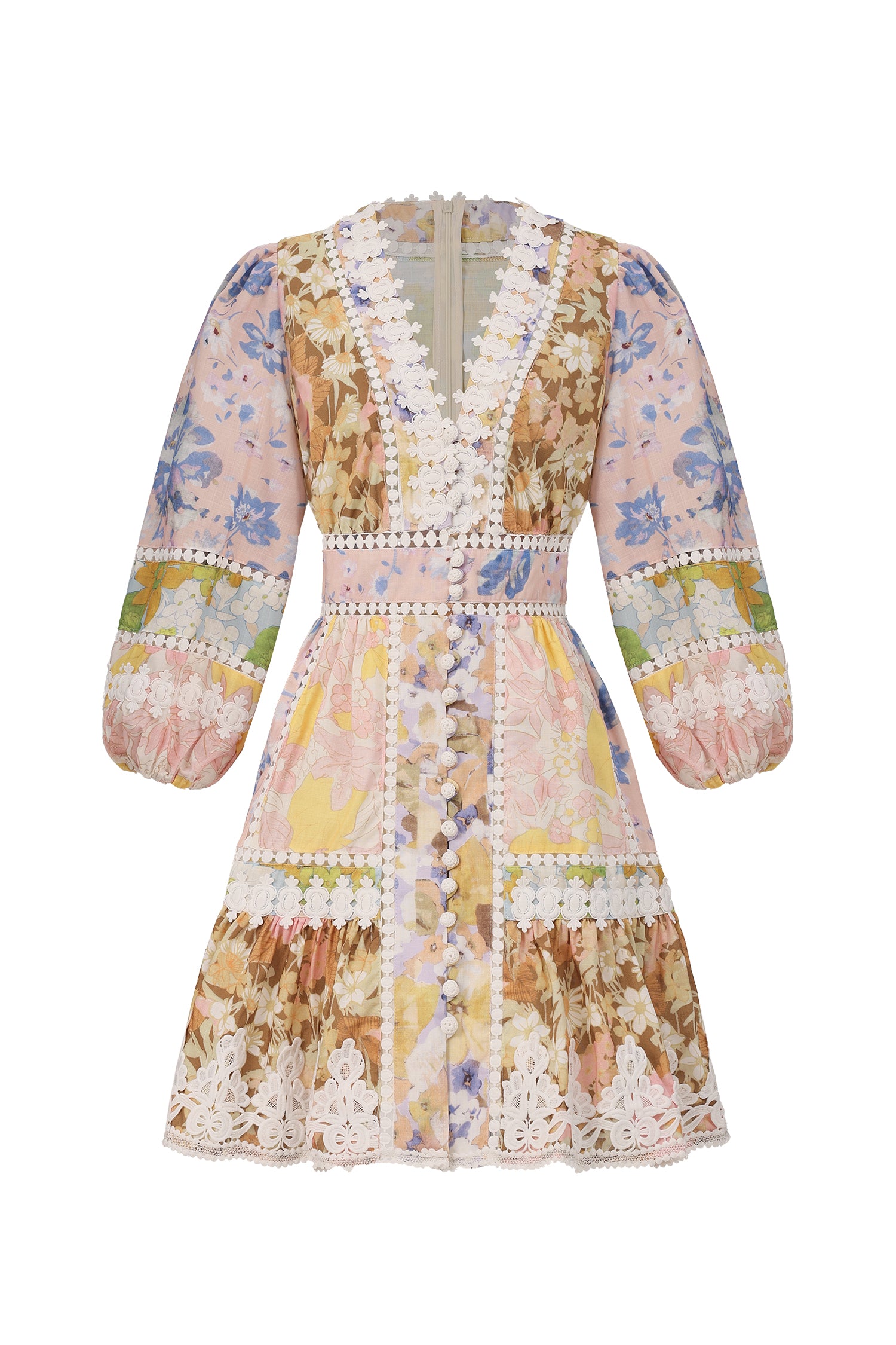 Jacova V-Neck Long Sleeves Floral Printed Mini Dress