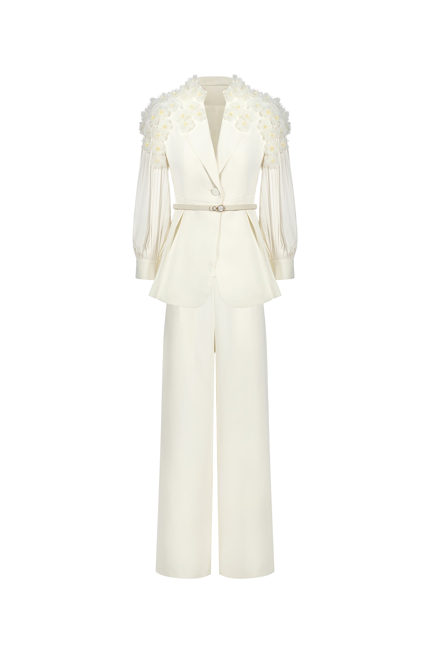 Rivi Long Sleeves Flowers Suit Top And Pants Two-Piece Set