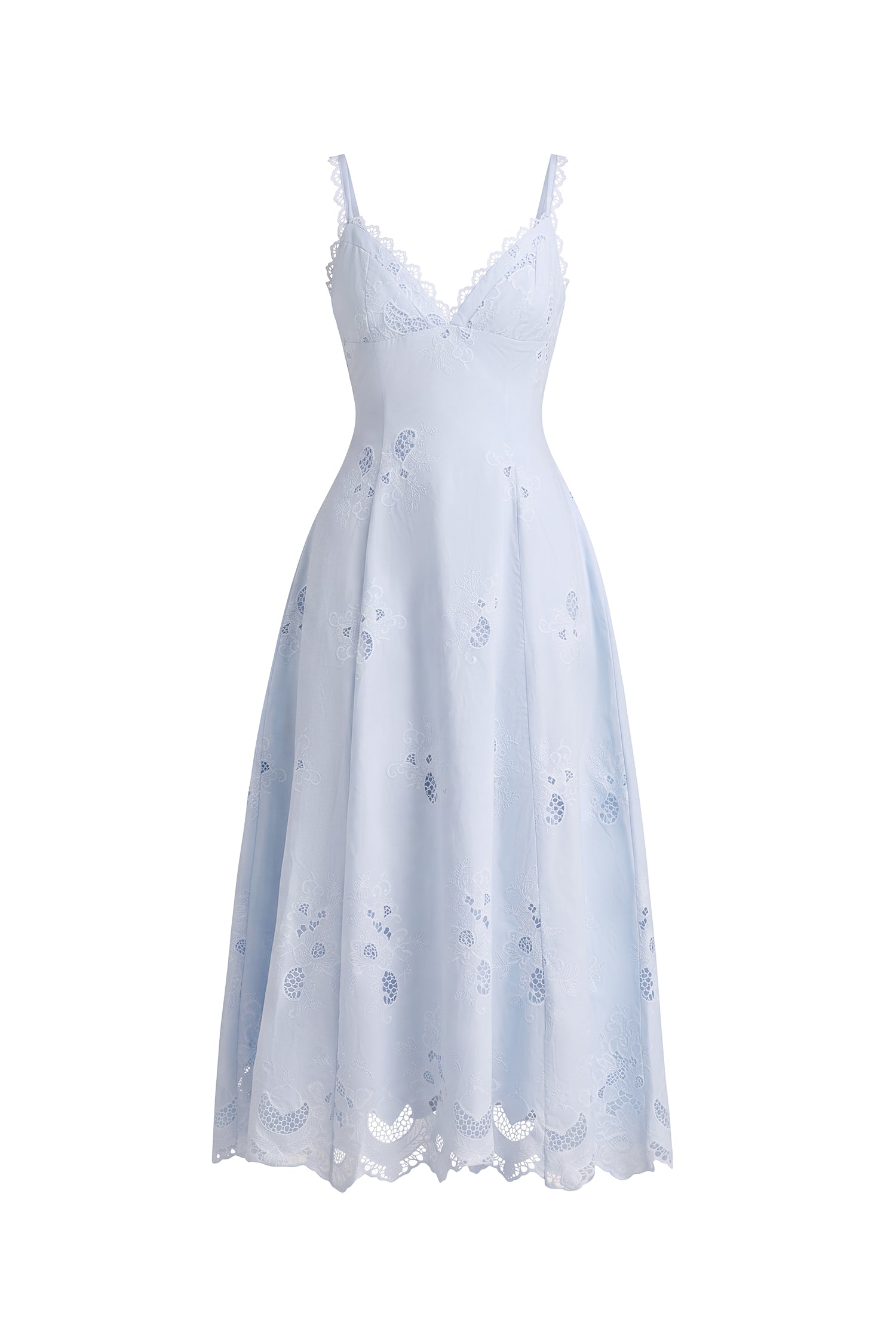 Tatiana Bluebell Cotton Broderie Anglais Midi Sundress