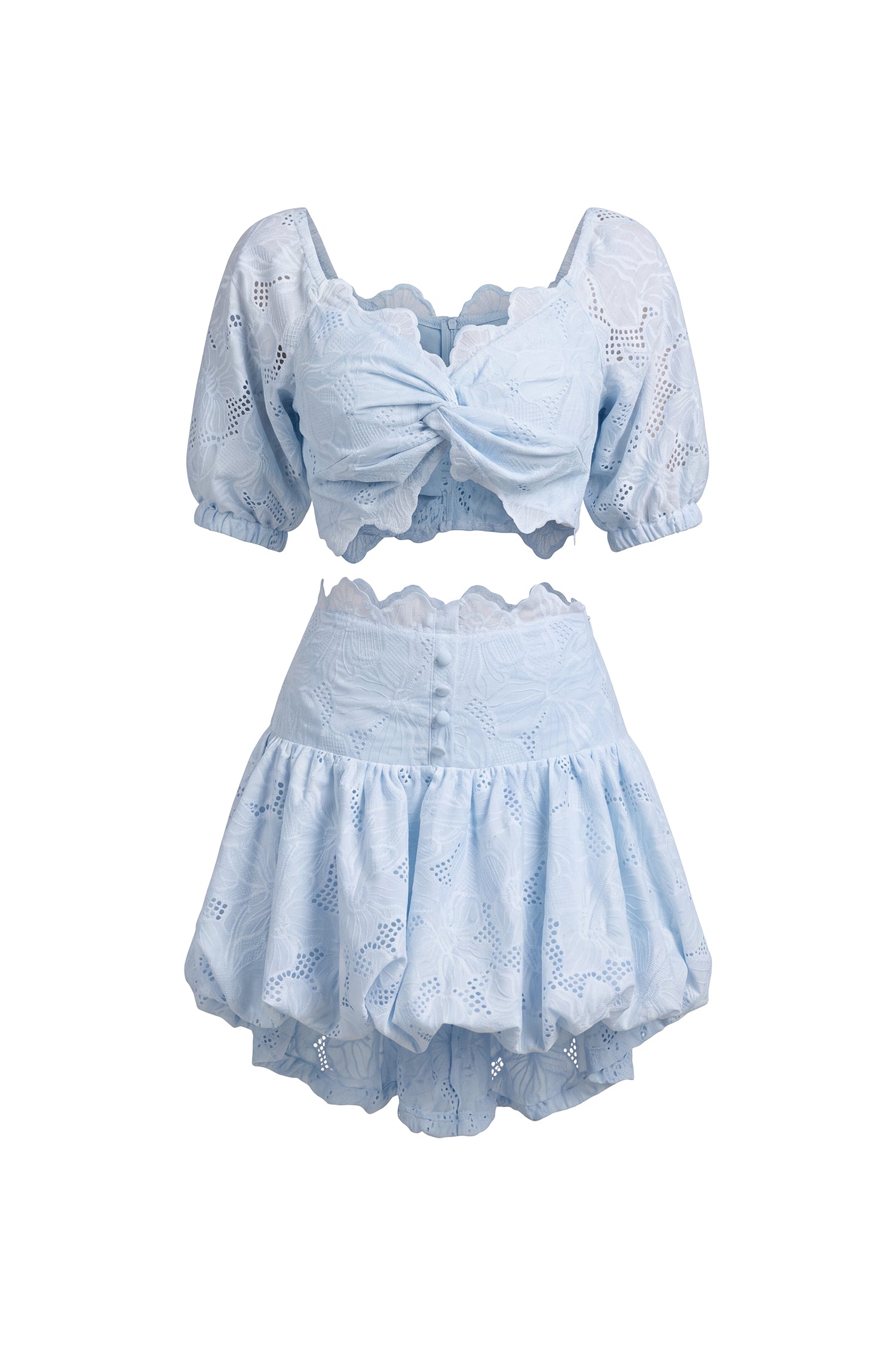 Carmela Embroidered Cutout Skirt Set