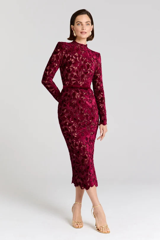 Diane Burgundy Lace Dress