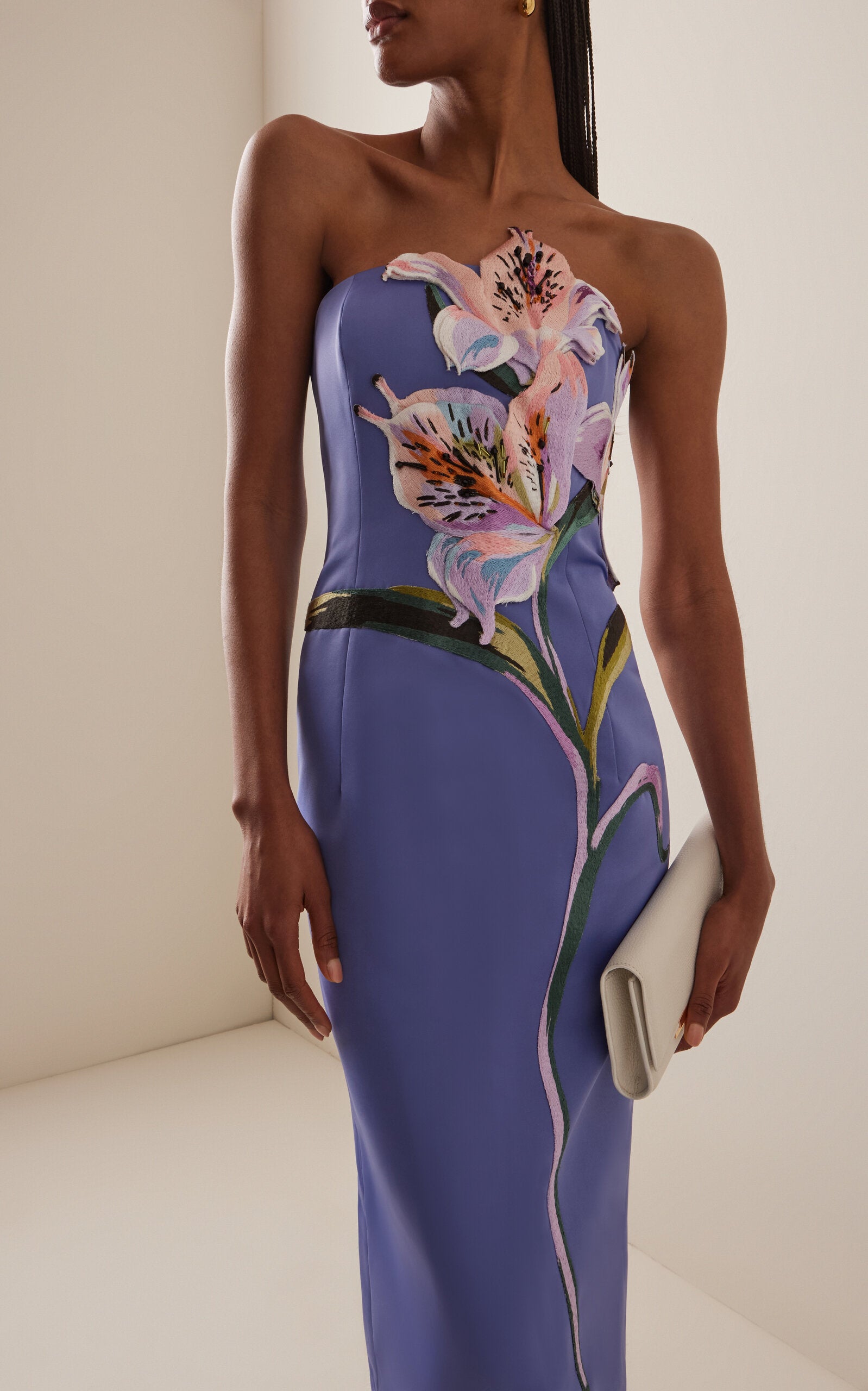 Exclusive Rayna Floral-Appliquéd Crepe Maxi Dress