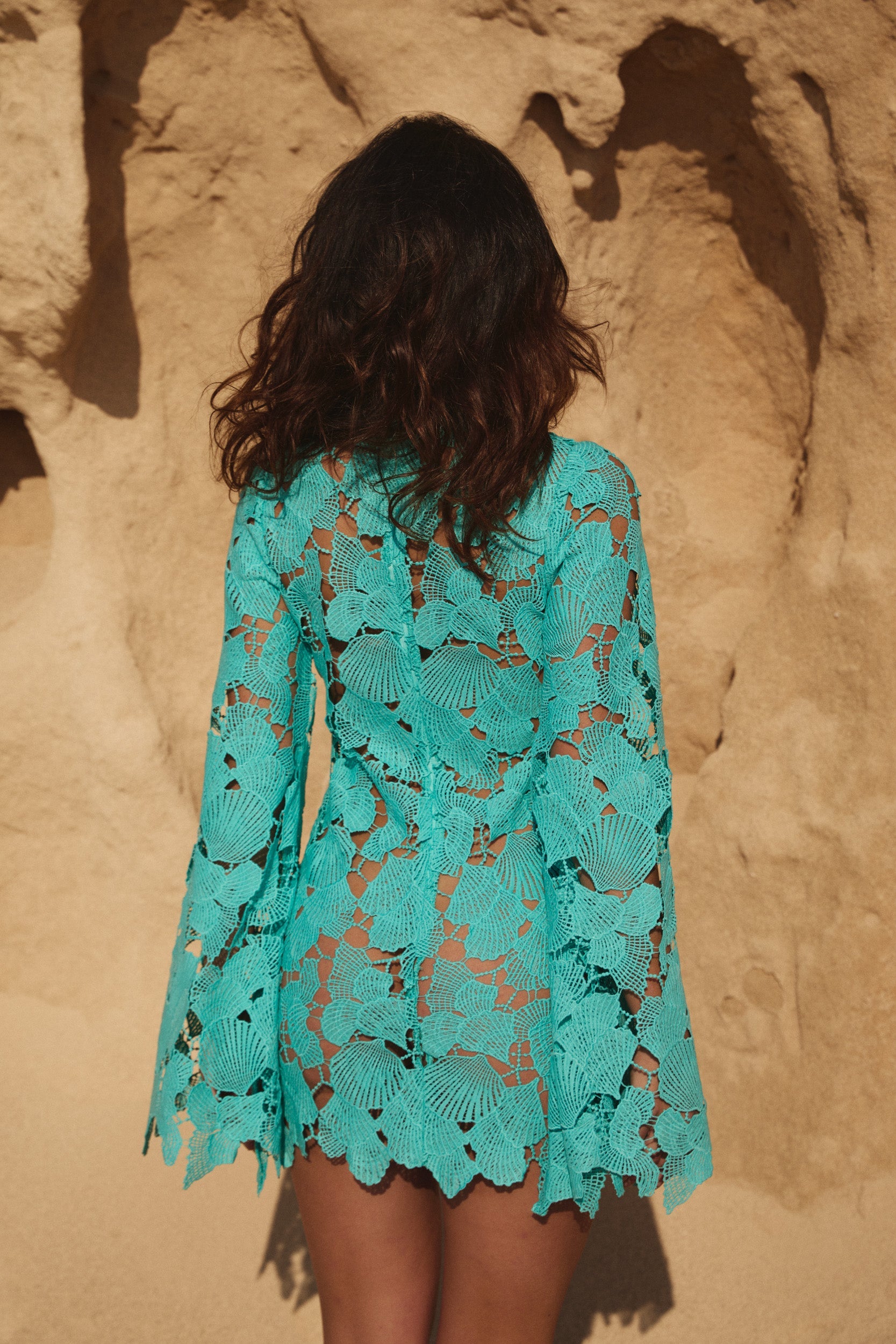 Turquoise Shell Embroidery Dress 2