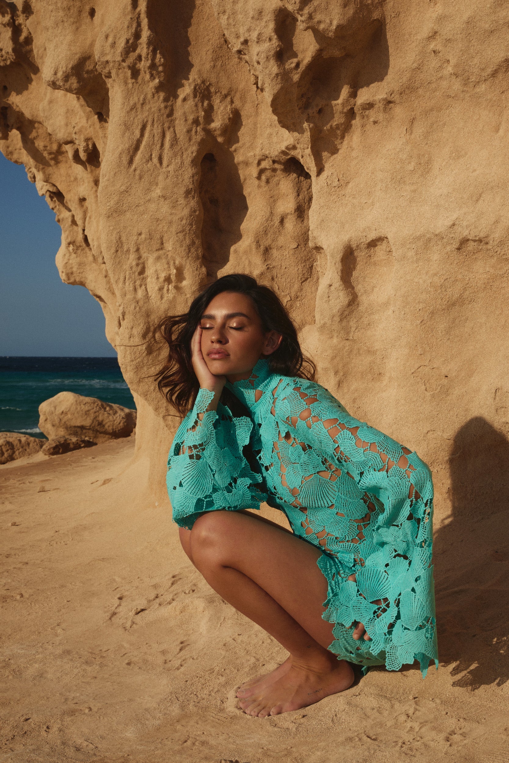 Turquoise Shell Embroidery Dress 3